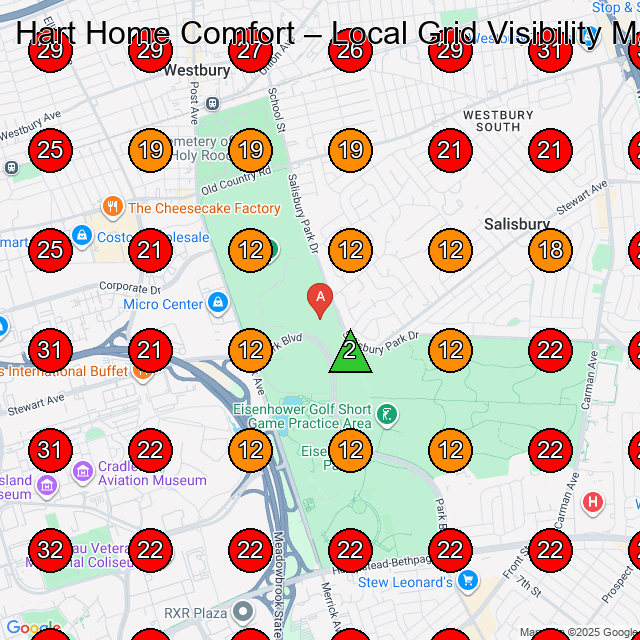 Hart Home Comfort GeoGrid visibility map for Hvac Contractor in None